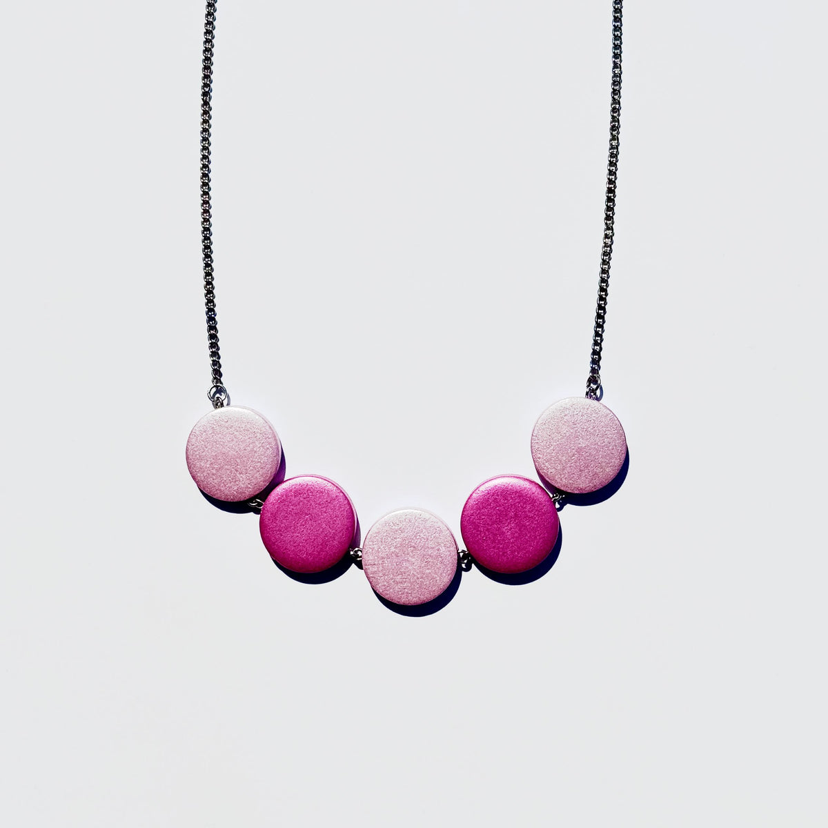 Blush Ombre Wooden Disc Necklace (Adjustable Length)