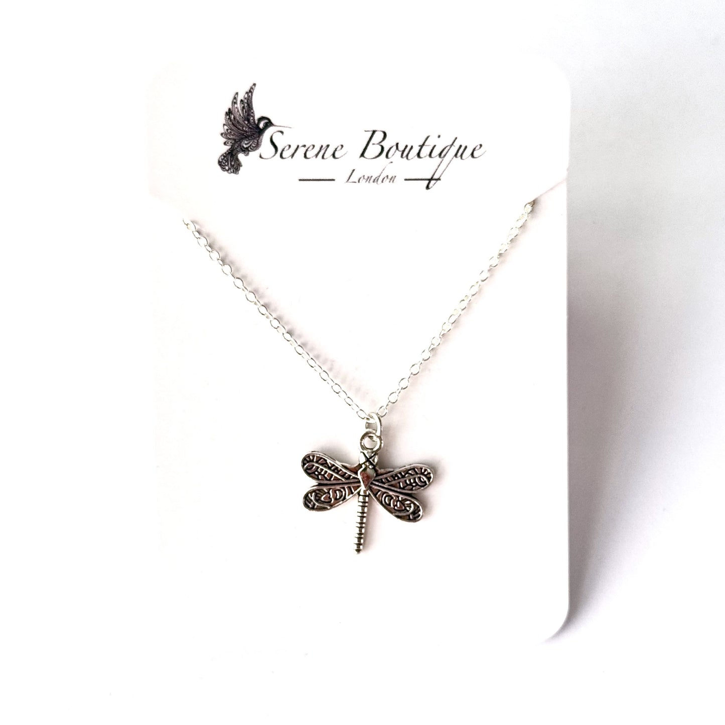 Dragonfly Pendant Necklace – Detailed Metal Charm | Sterling Silver Chain