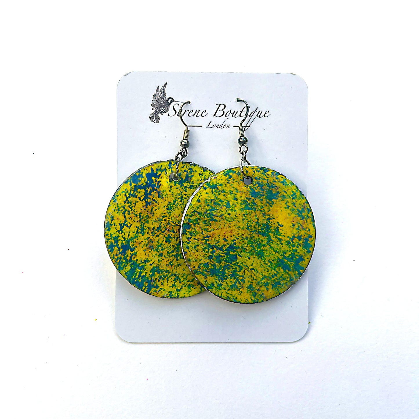 Zazzle Hand-Painted Lightweight Wooden Disc Earrings – Sterling Silver 925 Hooks