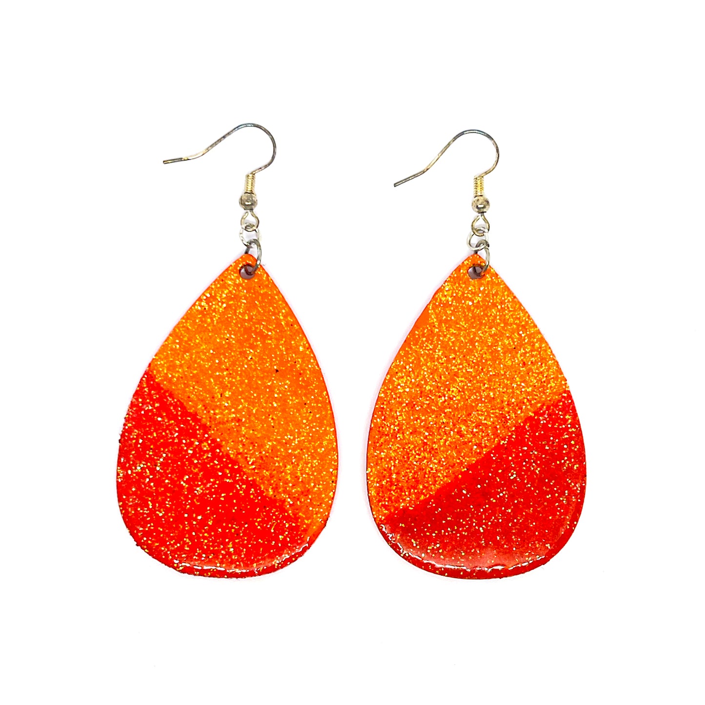 Serene Boutique Hand-Painted Glitter Teardrop Earrings – Lightweight Wood with Resin Finish – 925 Sterling Silver Hooks