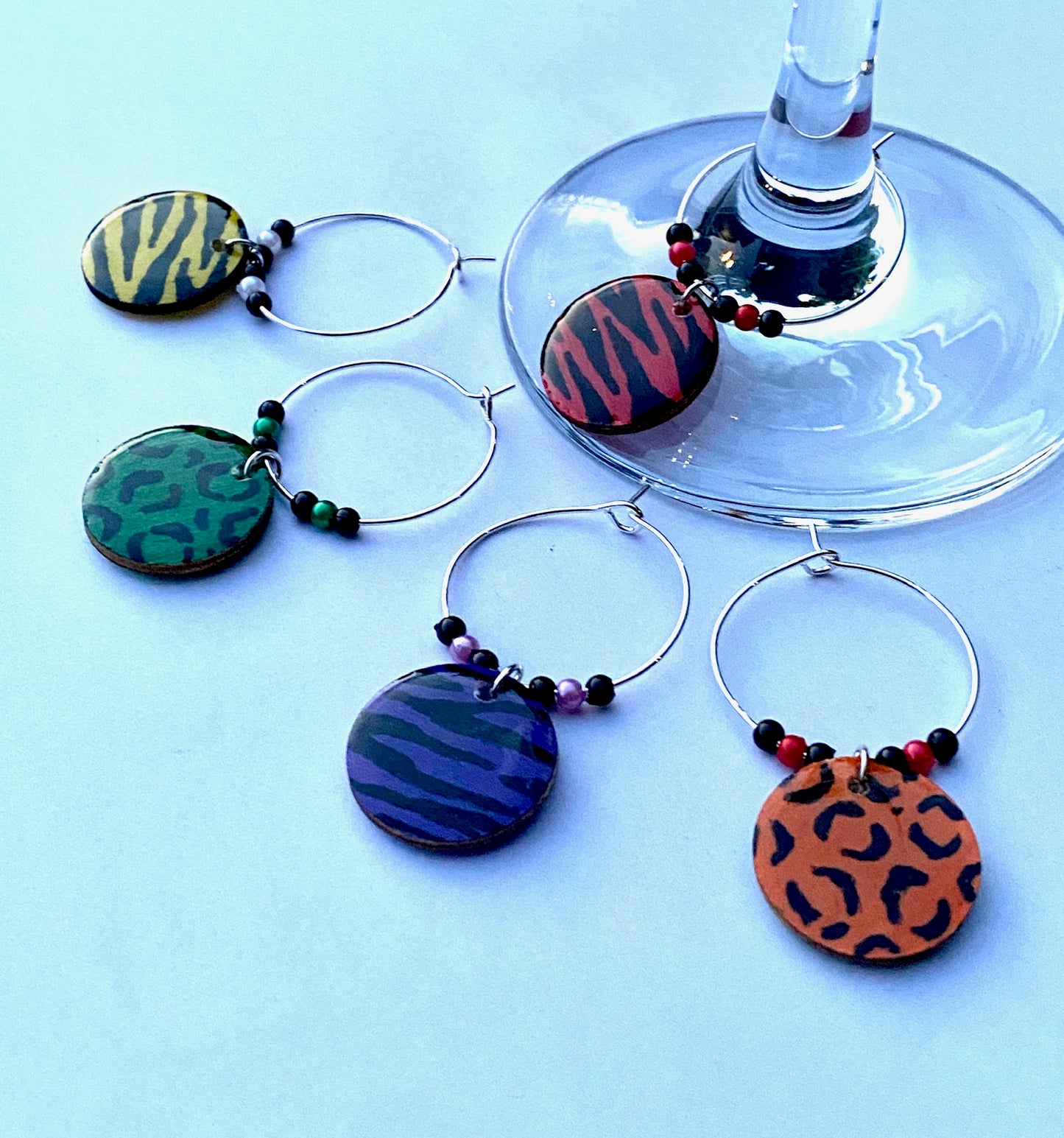 Hand-painted Wine Charm Set
