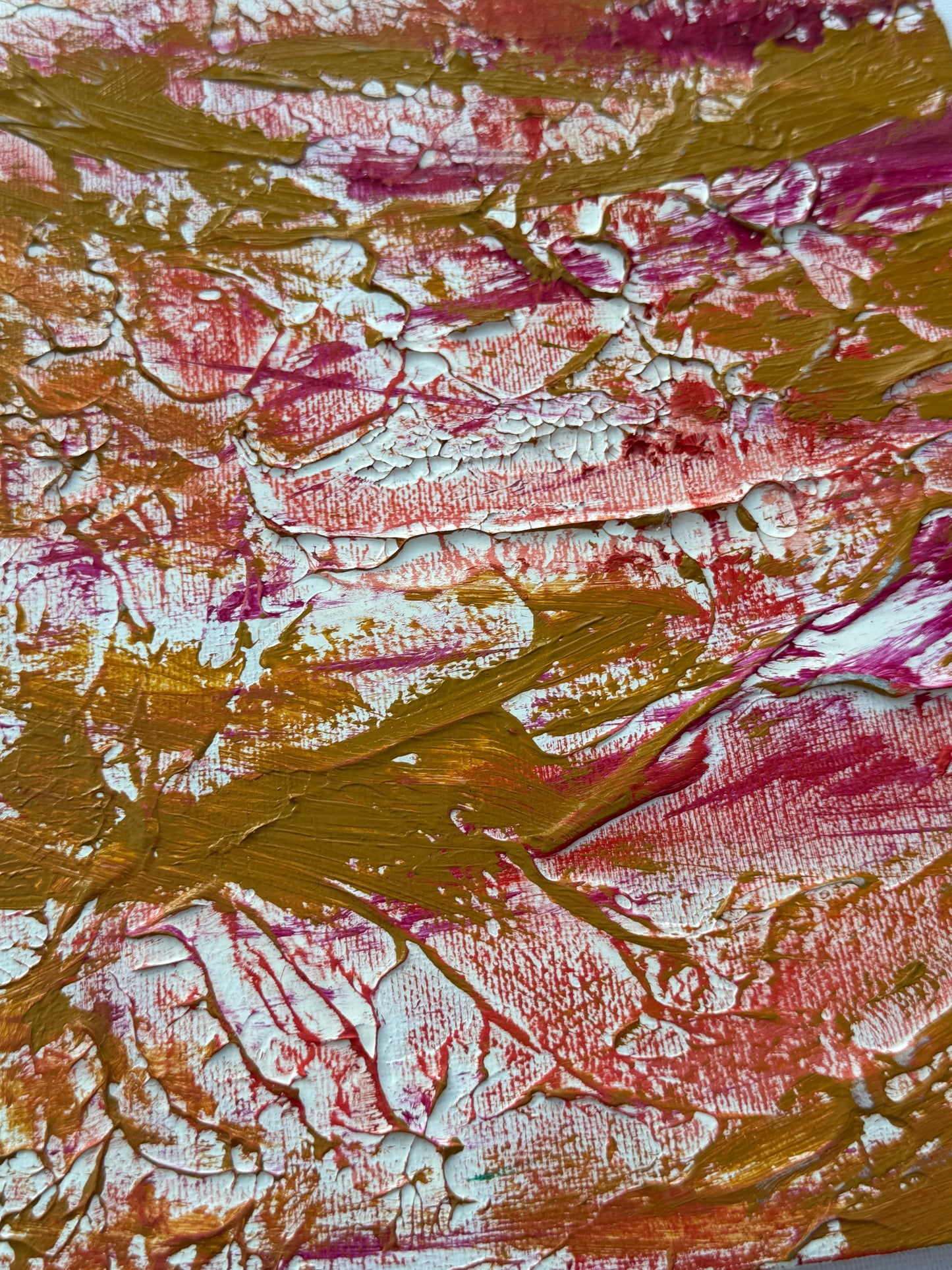 Golden Bloom – Original Acrylic & Gold Leaf Abstract on Canvas (30 × 21 cm)