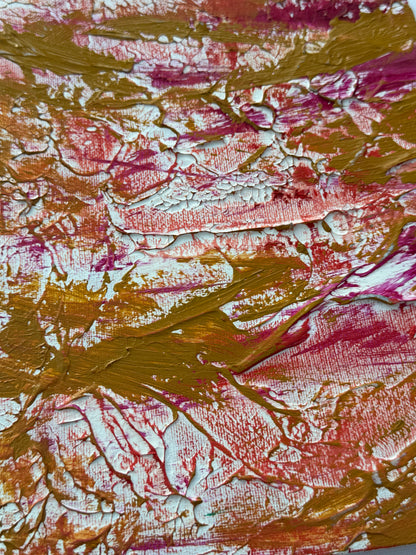 Golden Bloom – Original Acrylic & Gold Leaf Abstract on Canvas (30 × 21 cm)