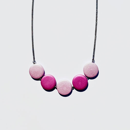Blush Ombre Wooden Disc Necklace (Adjustable Length)