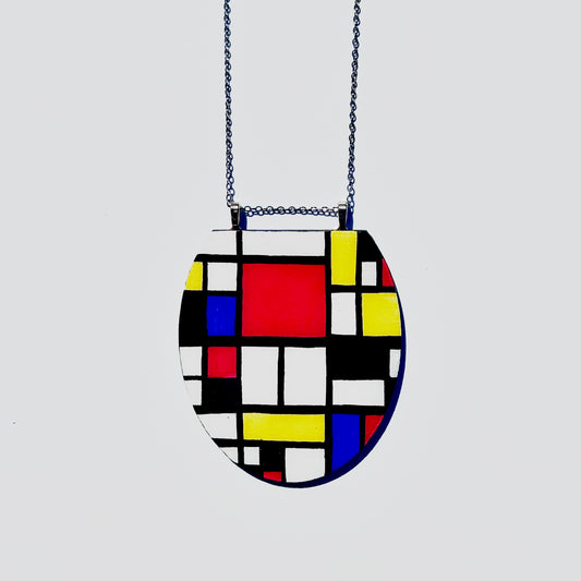 Mondrian Large Oval Pendant Necklace – Bold Geometric Statement