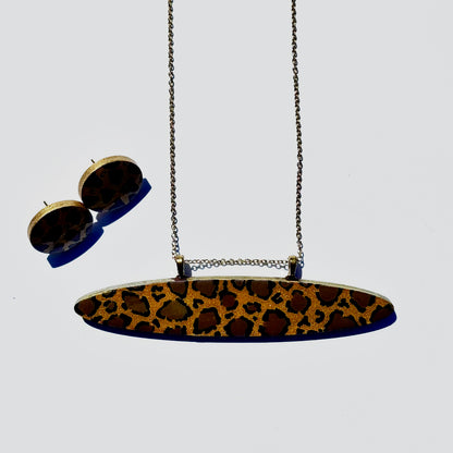Wild Luxe Leopard Statement Necklace & Stud Earrings Set