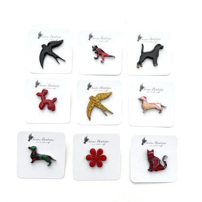 Custom Hand-Painted Wooden Brooch – Bespoke Shape & Colour Design