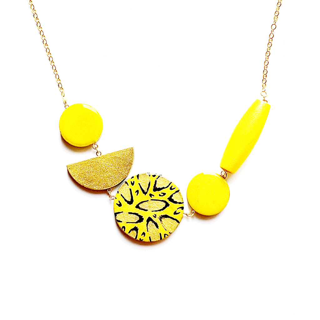 Twist 'N' Go Hand-Painted Transforming Wooden Necklace – Multi-Shape Colourful Statement Piece
