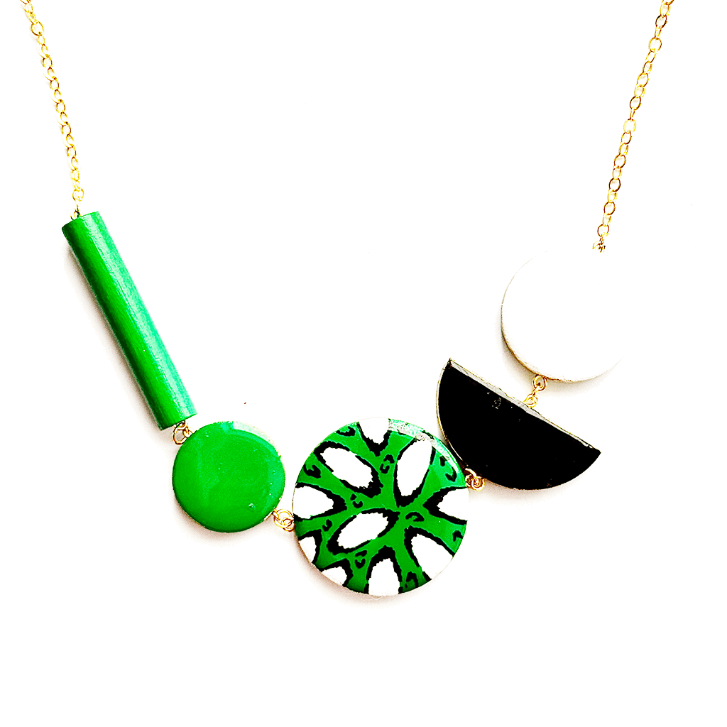 Twist 'N' Go Hand-Painted Transforming Wooden Necklace – Multi-Shape Colourful Statement Piece