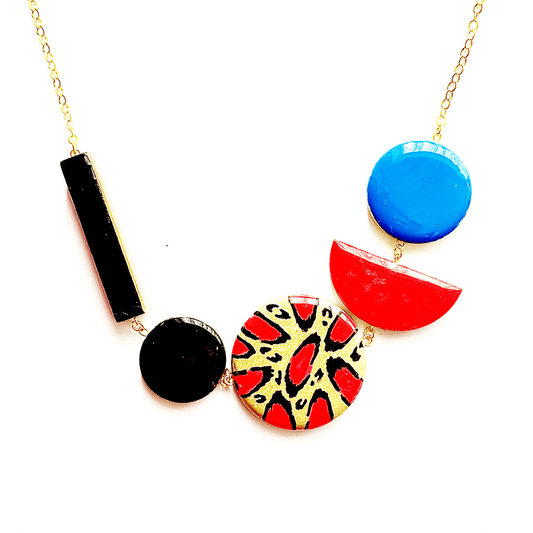 Twist 'N' Go Hand-Painted Transforming Wooden Necklace – Multi-Shape Colourful Statement Piece
