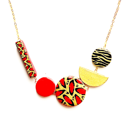 Twist 'N' Go Hand-Painted Transforming Wooden Necklace – Multi-Shape Colourful Statement Piece