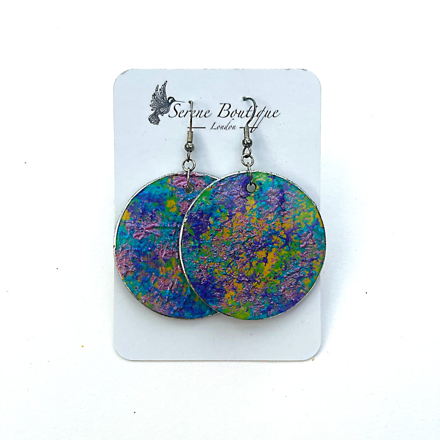 Zazzle Hand-Painted Lightweight Wooden Disc Earrings – Sterling Silver 925 Hooks
