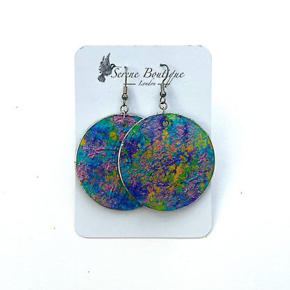 Zazzle Hand-Painted Lightweight Wooden Disc Earrings – Sterling Silver 925 Hooks