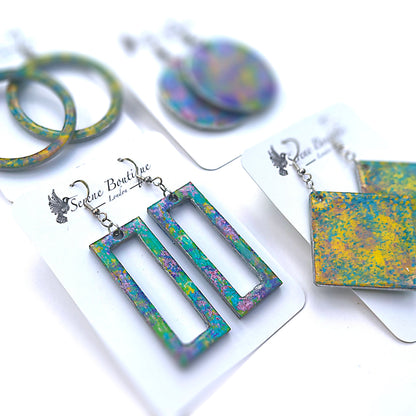Zazzle Hand-Painted Lightweight Wooden Rectangle Hoop Earrings – Sterling Silver 925 Hooks