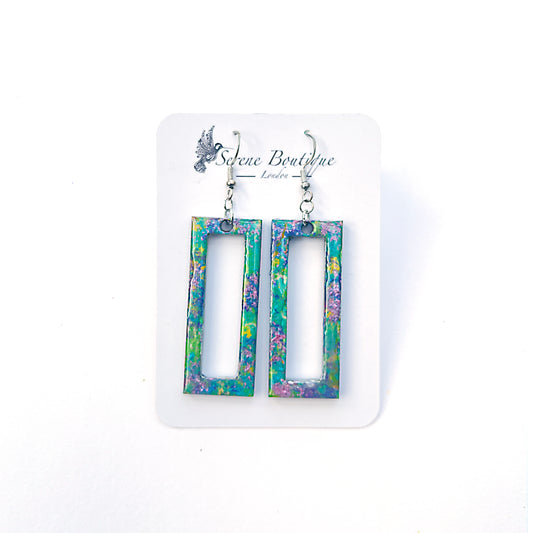 Zazzle Hand-Painted Lightweight Wooden Rectangle Hoop Earrings – Sterling Silver 925 Hooks