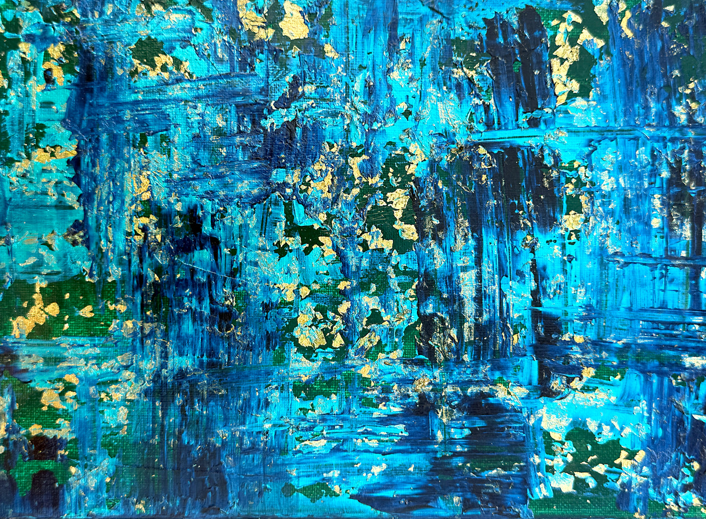 Midnight Tide – Original Acrylic & Gold Leaf Abstract on Canvas (30 × 21 cm)