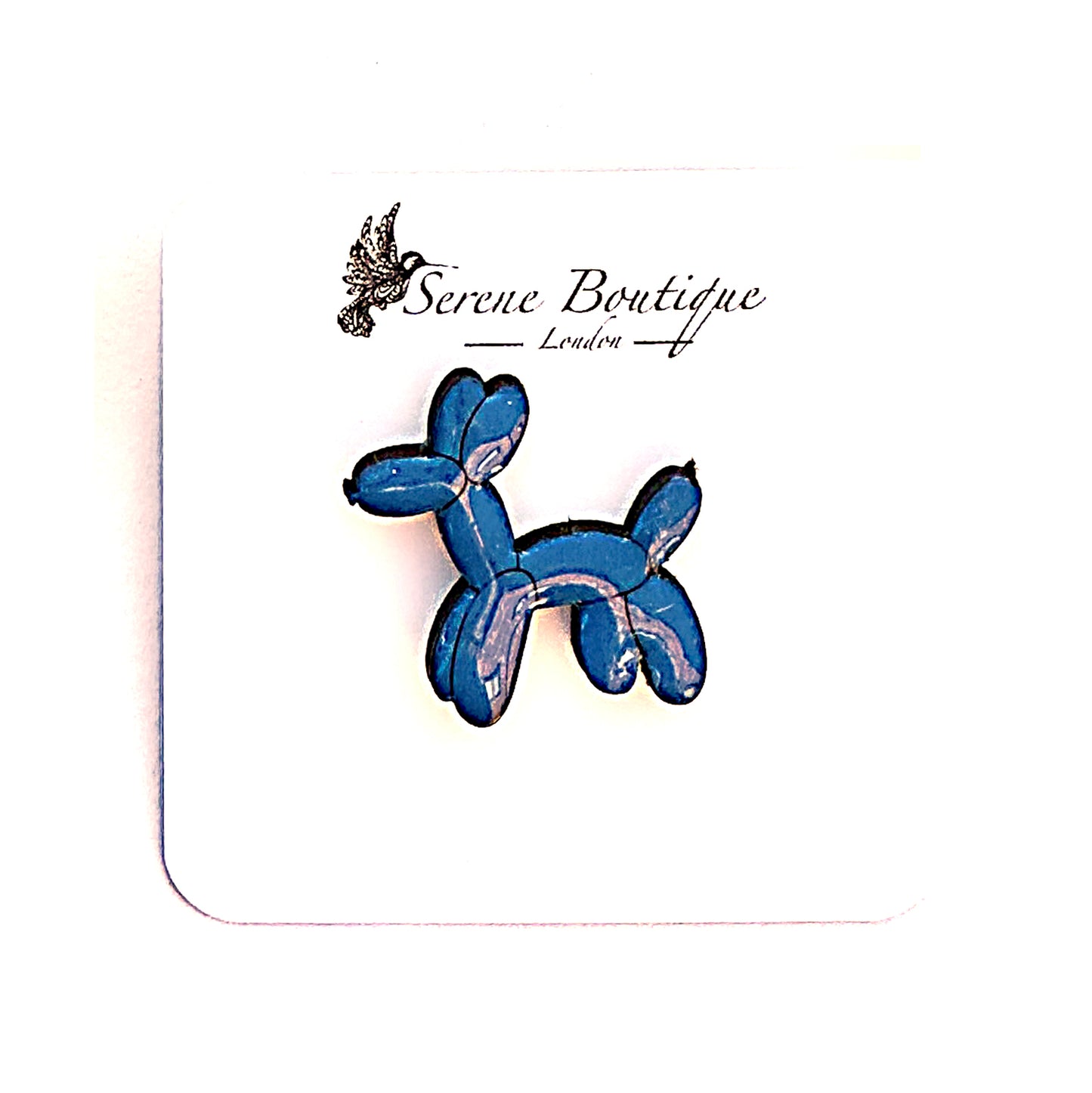 Hand-Painted Wooden Balloon Dog Brooch – Gloss Resin Finish