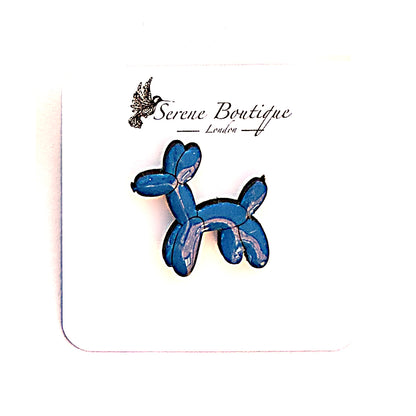 Hand-Painted Wooden Balloon Dog Brooch – Gloss Resin Finish