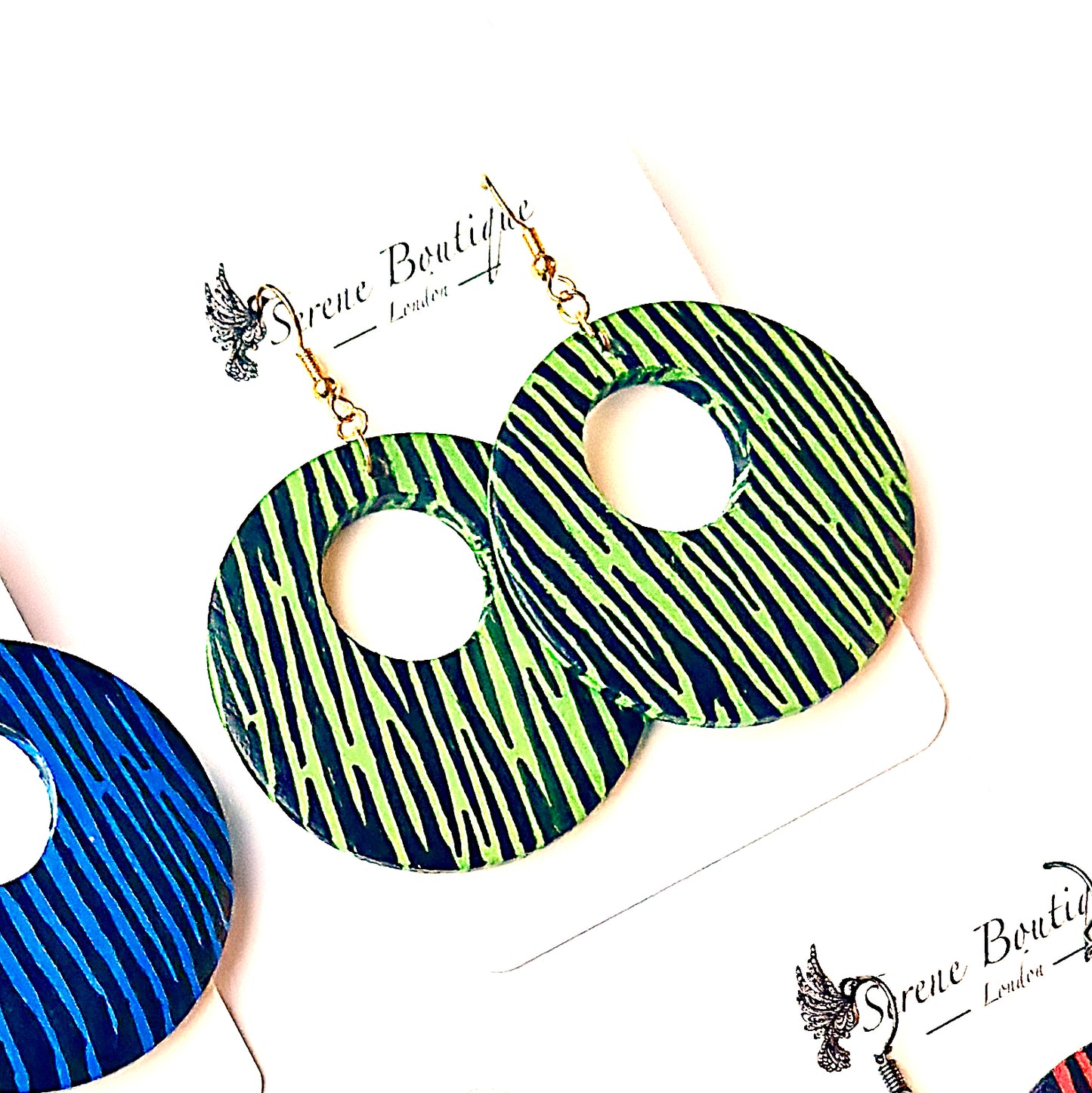 Zebra Hand-Painted Lightweight Wooden Donut Earrings
