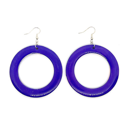 Serene Boutique Oversized Rainbow Hoop Earrings – Hand-Painted Wood, Resin Gloss & 925 Sterling Silver Hooks (8cm Drop)