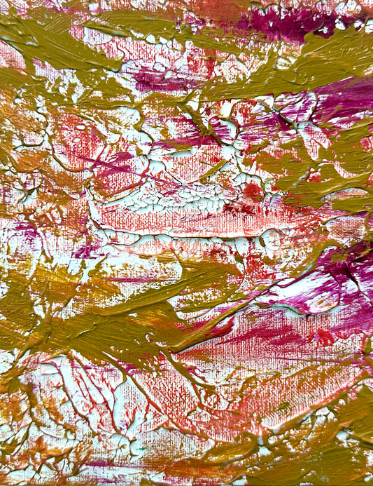 Golden Bloom – Original Acrylic & Gold Leaf Abstract on Canvas (30 × 21 cm)