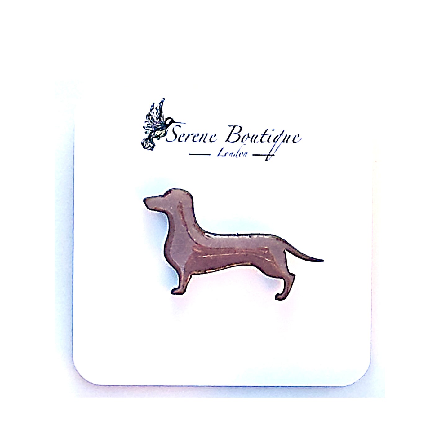 Hand-Painted Wooden dachshund Dog Brooch – Gloss Resin Finish