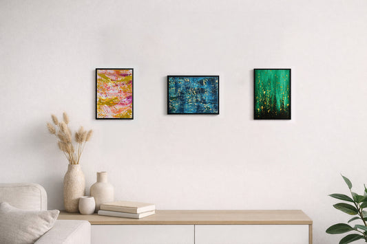 Golden Bloom – Original Acrylic & Gold Leaf Abstract on Canvas (30 × 21 cm)
