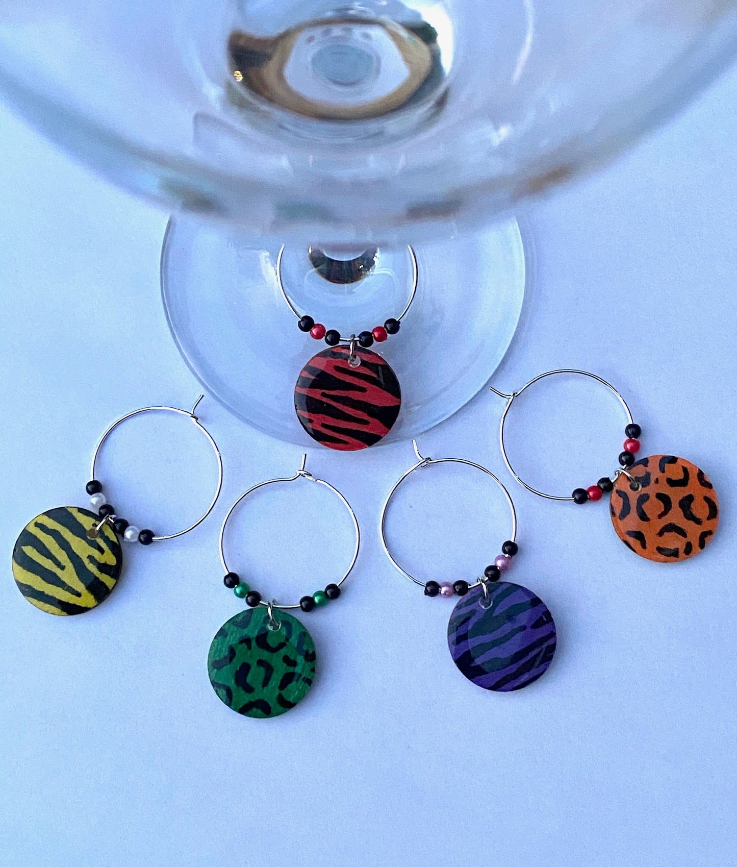 Hand-painted Wine Charm Set