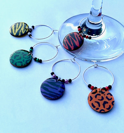 Hand-painted Wine Charm Set