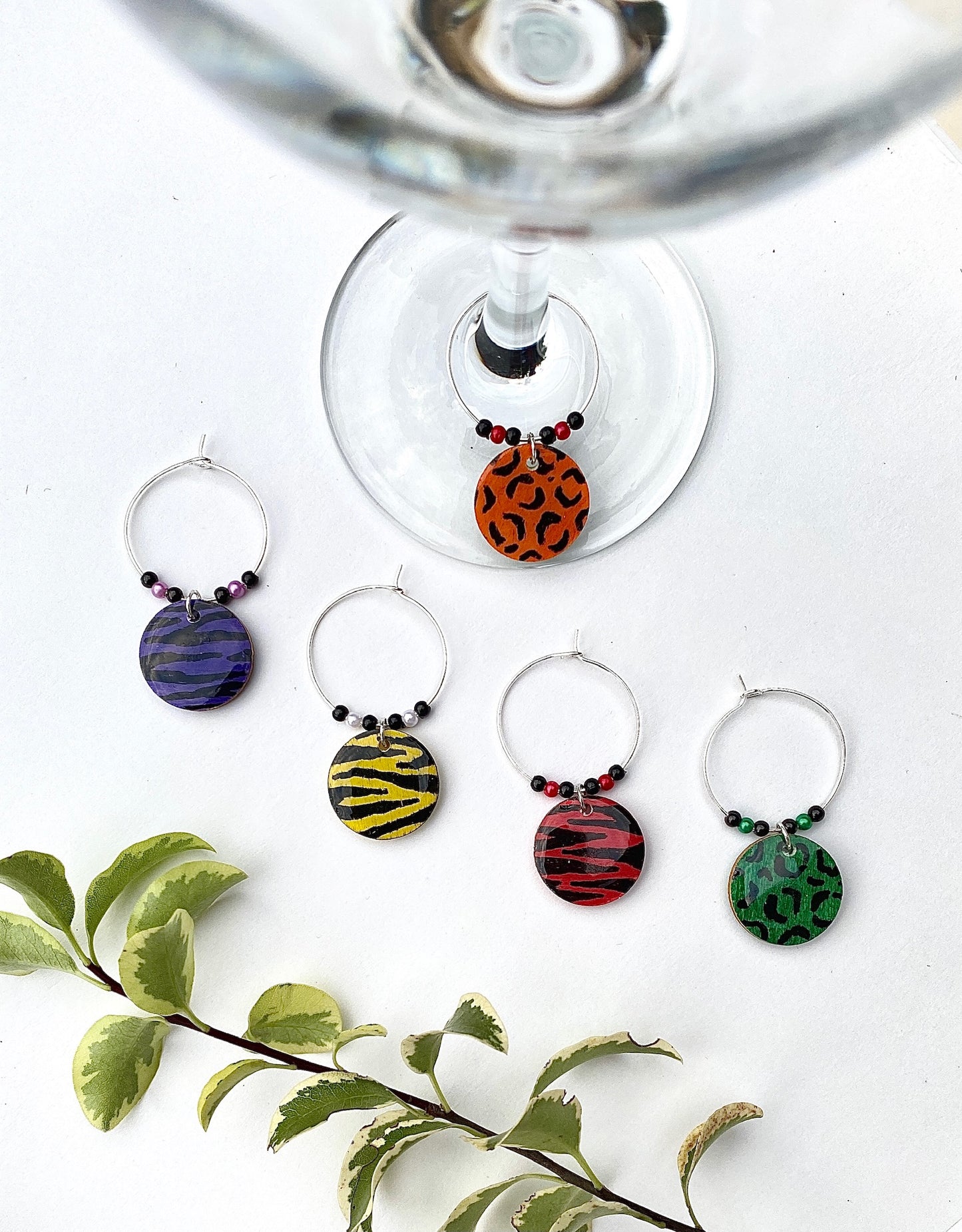 Hand-painted Wine Charm Set