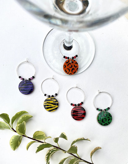 Hand-painted Wine Charm Set