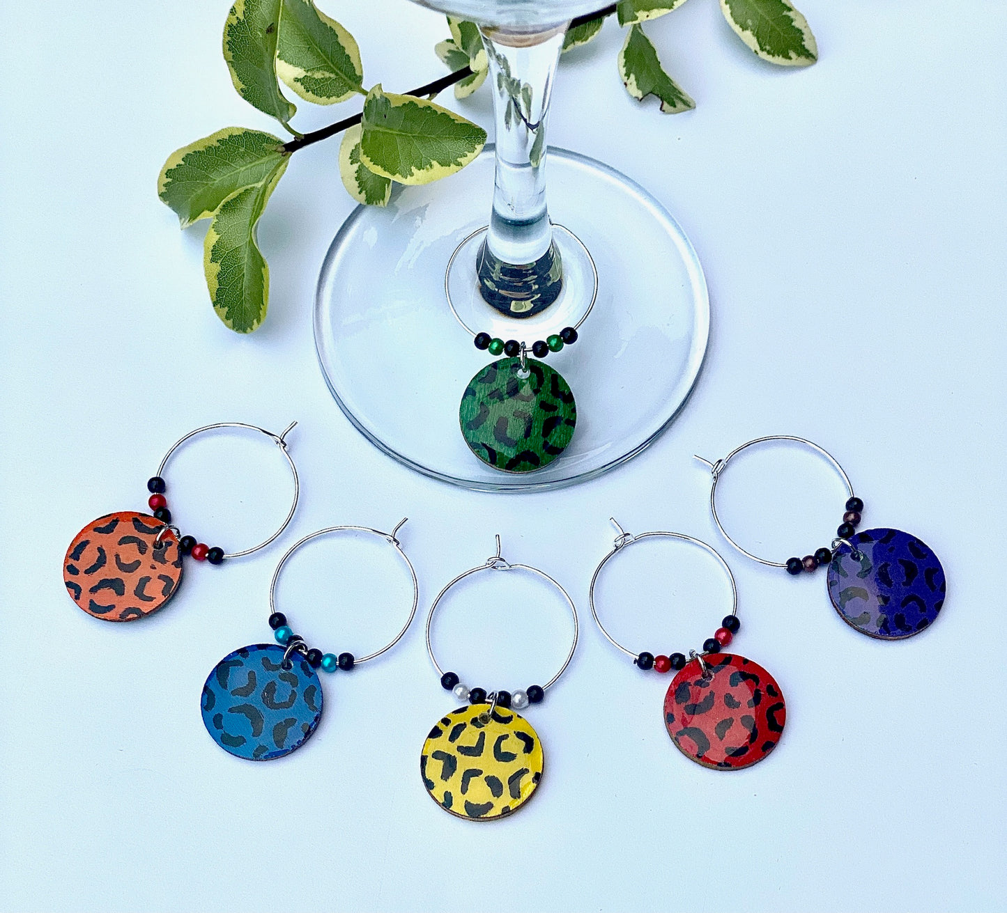 Hand-painted Wine Charm Set