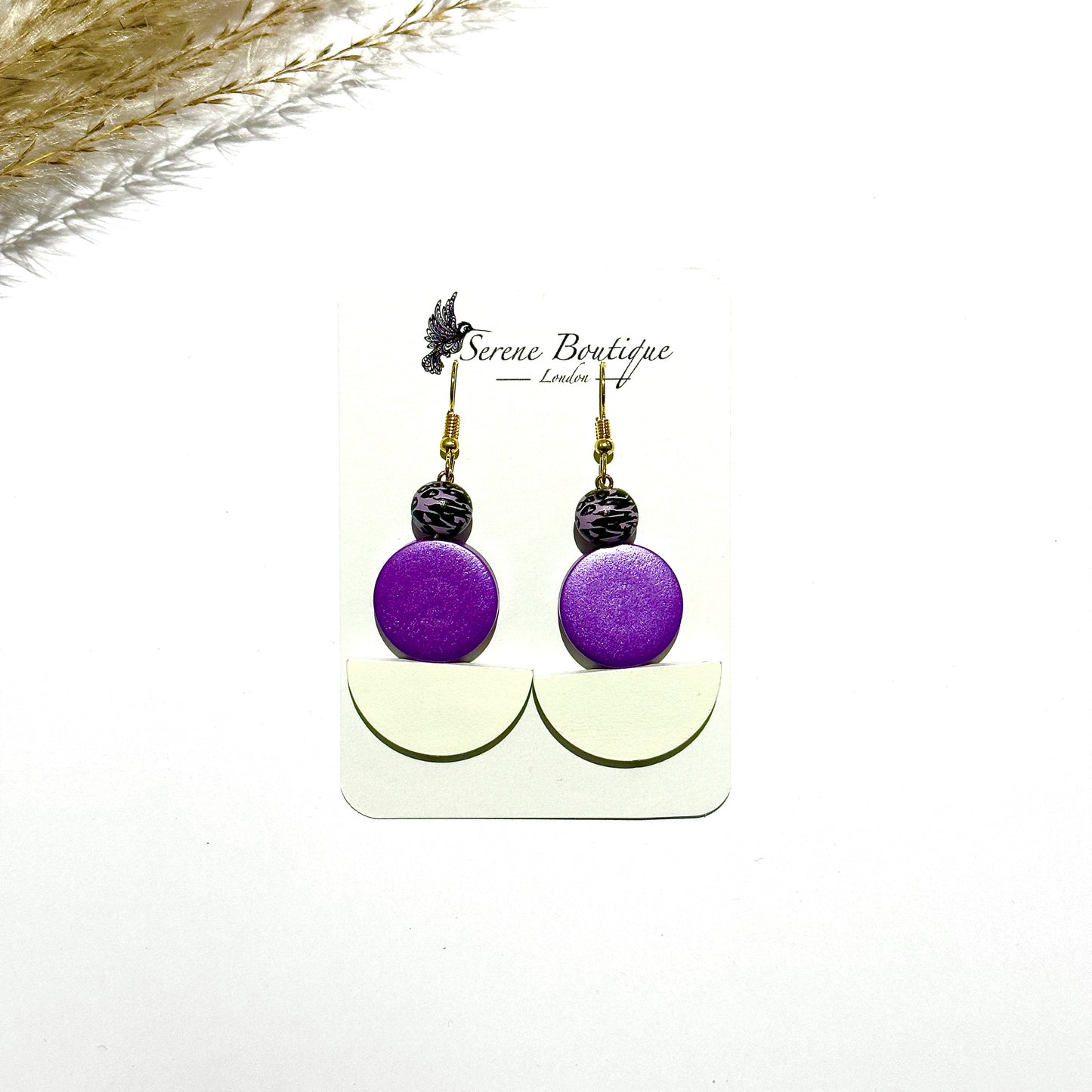 Animal Print Hand Paint Half Moon Earrings