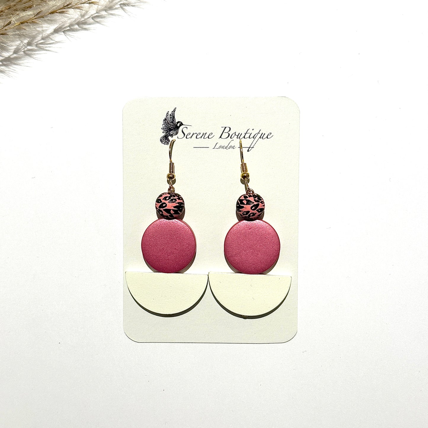 Animal Print Hand Paint Half Moon Earrings