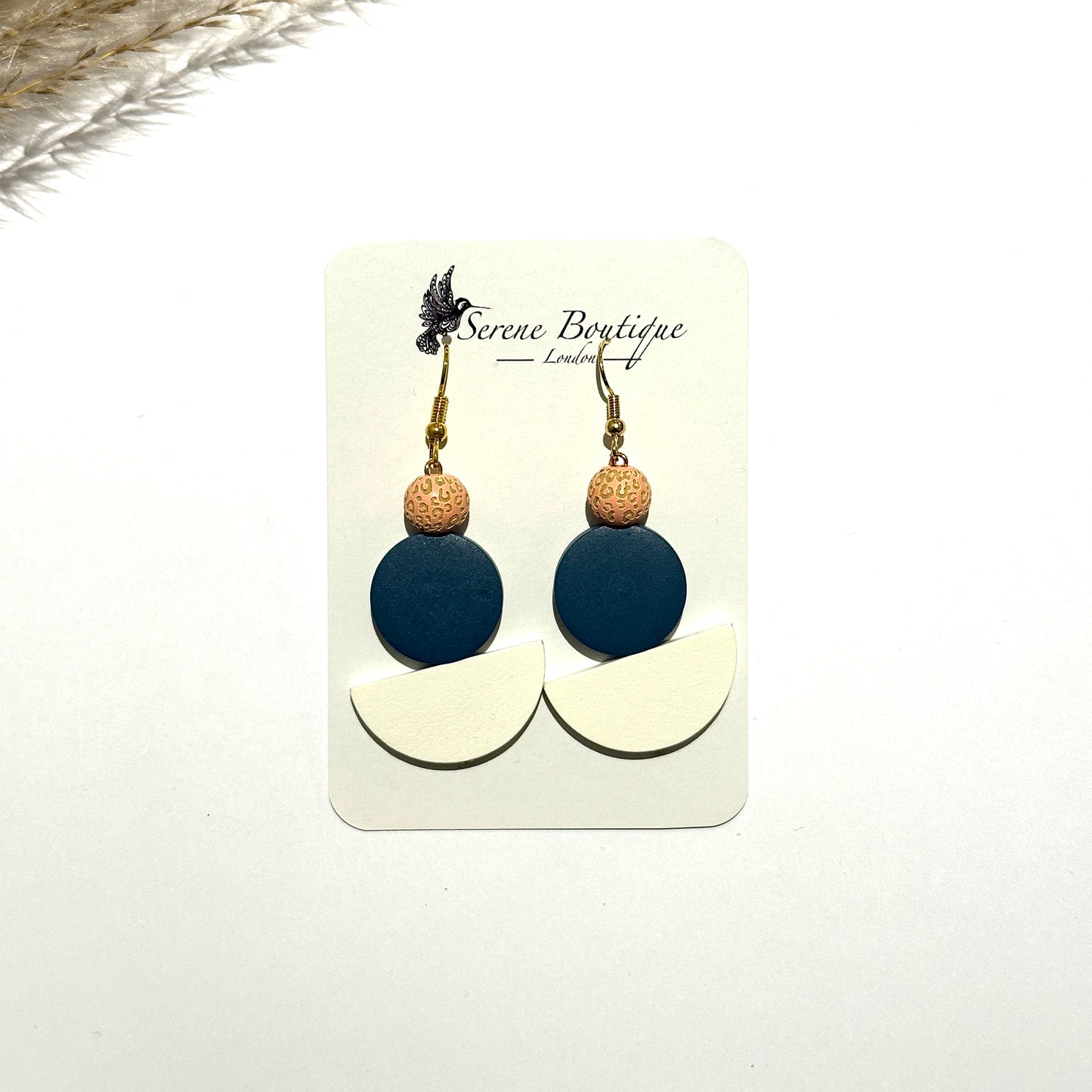Animal Print Hand Paint Half Moon Earrings