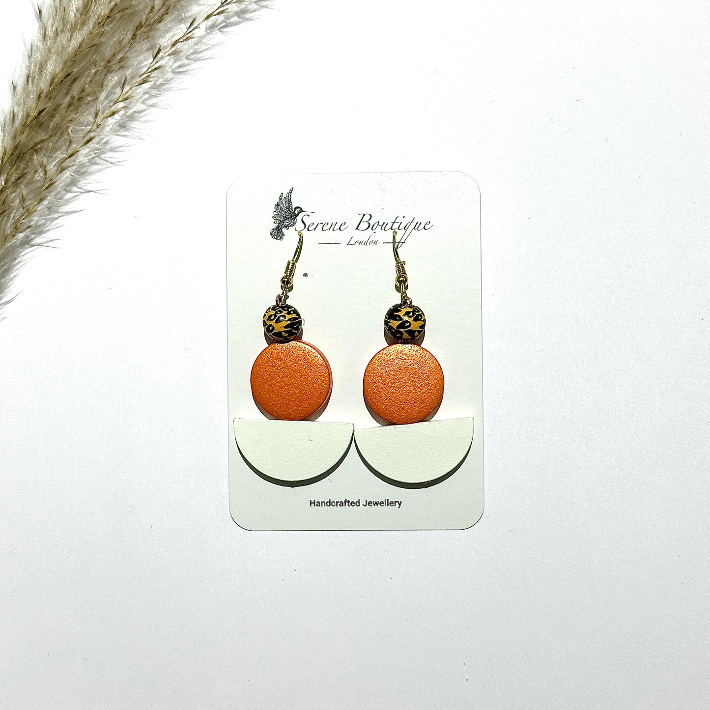 Animal Print Hand Paint Half Moon Earrings