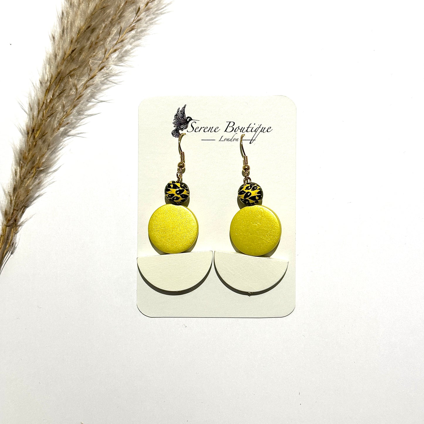 Animal Print Hand Paint Half Moon Earrings
